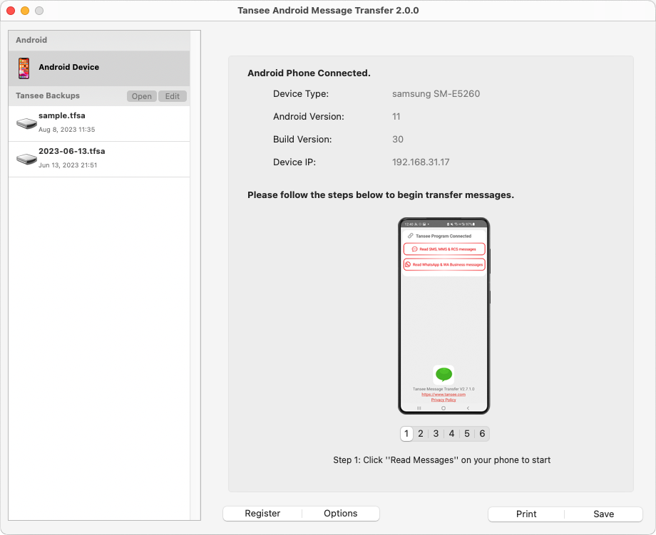 將簡訊、彩信、RCS 訊息和 WhatsApp 訊息從 Android 手機複製到您的 Mac