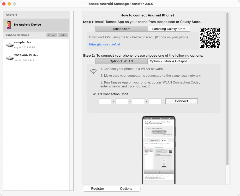 打開  Tansee Android Message Transfer for Mac