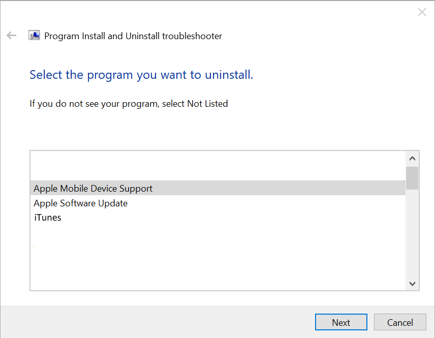 使用“Microsoft Program Install and Uninstall Troubleshooter”程序